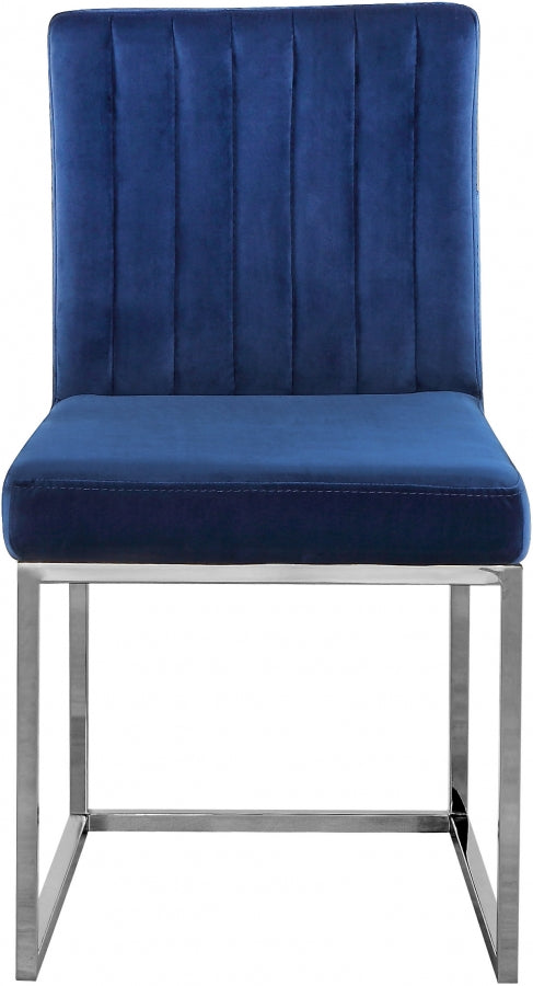 Giselle Velvet Upholstered Dining Chair in Blue, Set of 2 - 779Navy-C