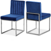 Giselle Velvet Upholstered Dining Chair in Blue, Set of 2 - 779Navy-C