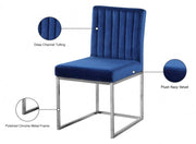 Giselle Velvet Upholstered Dining Chair in Blue, Set of 2 - 779Navy-C