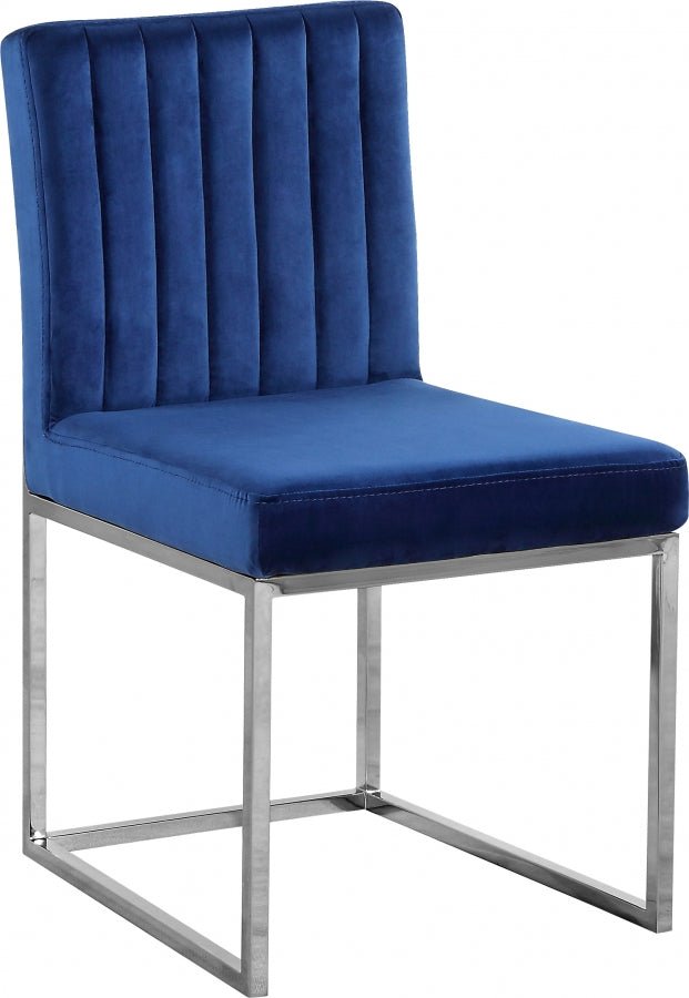 Giselle Velvet Upholstered Dining Chair in Blue, Set of 2 - 779Navy-C