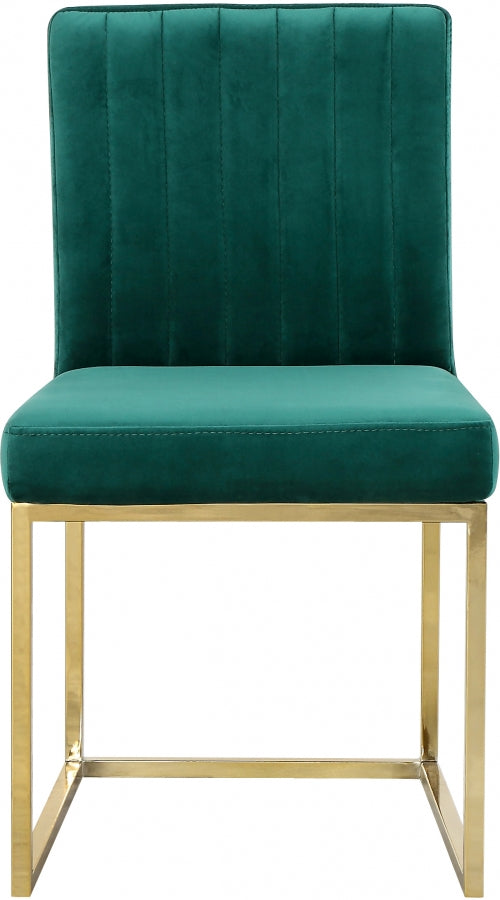 Giselle Velvet Upholstered Dining Chair in Green, Set of 2 - 778Green-C