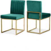 Giselle Velvet Upholstered Dining Chair in Green, Set of 2 - 778Green-C