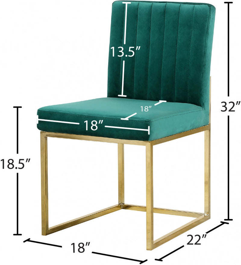 Giselle Velvet Upholstered Dining Chair in Green, Set of 2 - 778Green-C