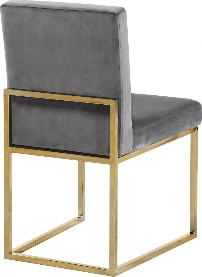 Giselle Velvet Upholstered Dining Chair in Grey, Set of 2 - 778Grey-C