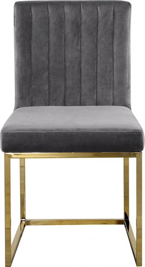 Giselle Velvet Upholstered Dining Chair in Grey, Set of 2 - 778Grey-C