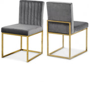 Giselle Velvet Upholstered Dining Chair in Grey, Set of 2 - 778Grey-C