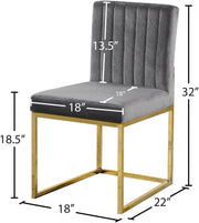 Giselle Velvet Upholstered Dining Chair in Grey, Set of 2 - 778Grey-C