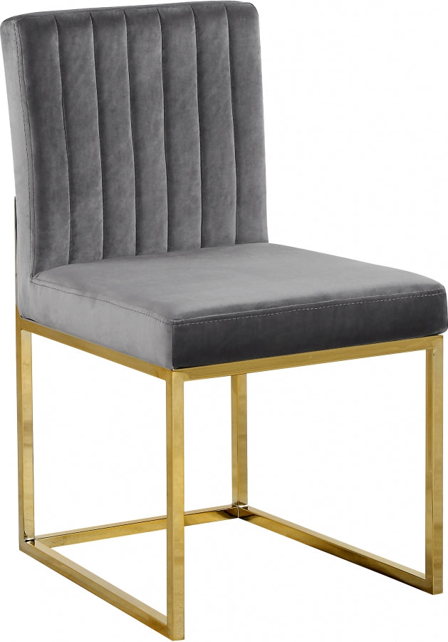Giselle Velvet Upholstered Dining Chair in Grey, Set of 2 - 778Grey-C
