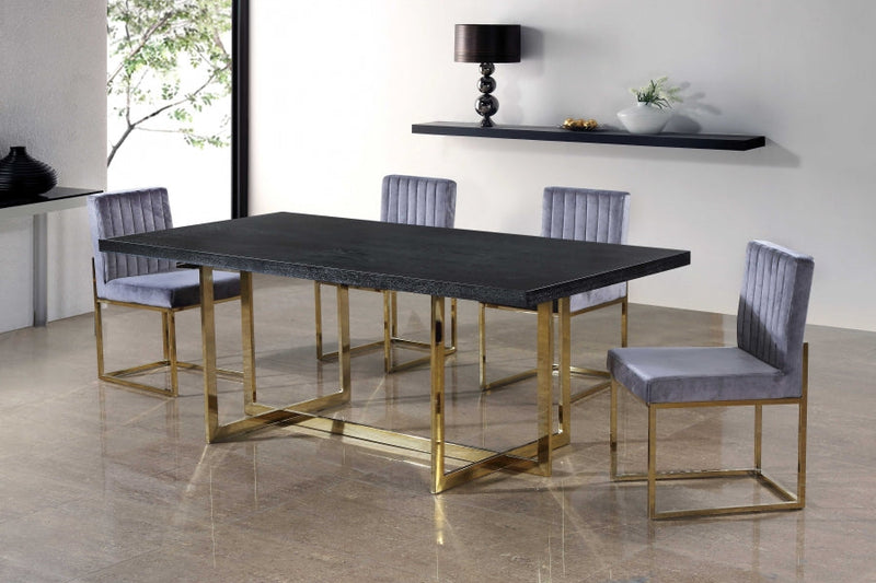 Giselle Velvet Upholstered Dining Chair in Grey, Set of 2 - 778Grey-C