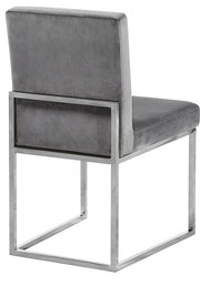 Giselle Velvet Upholstered Dining Chair in Grey, Set of 2 - 779Grey-C