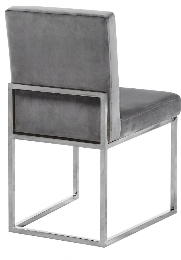 Giselle Velvet Upholstered Dining Chair in Grey, Set of 2 - 779Grey-C
