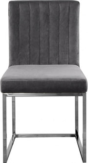 Giselle Velvet Upholstered Dining Chair in Grey, Set of 2 - 779Grey-C