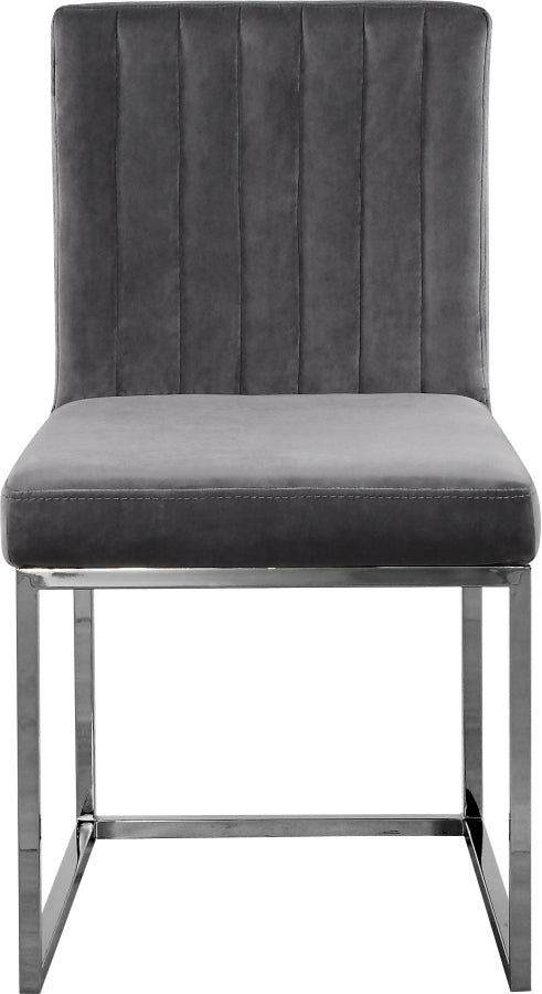 Giselle Velvet Upholstered Dining Chair in Grey, Set of 2 - 779Grey-C