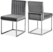 Giselle Velvet Upholstered Dining Chair in Grey, Set of 2 - 779Grey-C