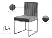 Giselle Velvet Upholstered Dining Chair in Grey, Set of 2 - 779Grey-C