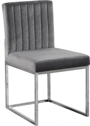 Giselle Velvet Upholstered Dining Chair in Grey, Set of 2 - 779Grey-C