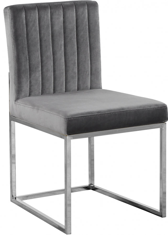 Giselle Velvet Upholstered Dining Chair in Grey, Set of 2 - 779Grey-C