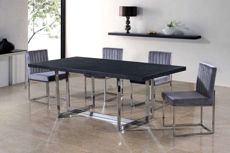 Giselle Velvet Upholstered Dining Chair in Grey, Set of 2 - 779Grey-C