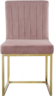 Giselle Velvet Upholstered Dining Chair in Pink, Set of 2 - 778Pink-C