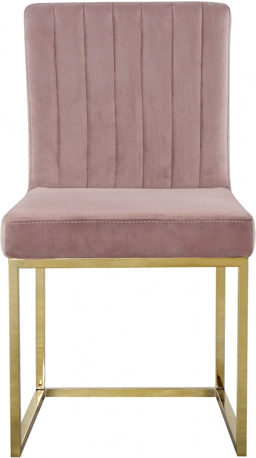 Giselle Velvet Upholstered Dining Chair in Pink, Set of 2 - 778Pink-C