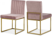 Giselle Velvet Upholstered Dining Chair in Pink, Set of 2 - 778Pink-C