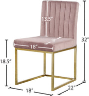 Giselle Velvet Upholstered Dining Chair in Pink, Set of 2 - 778Pink-C
