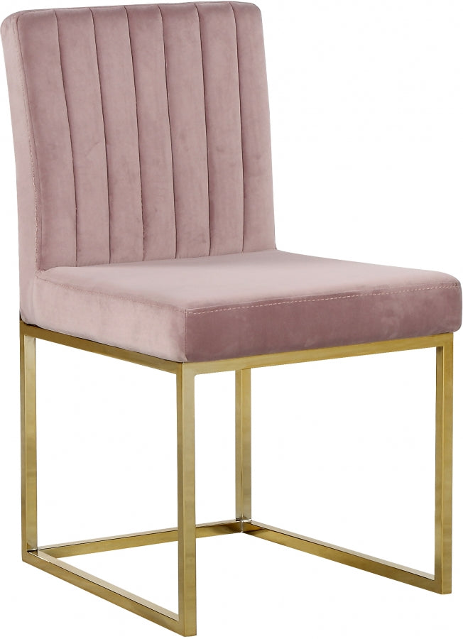 Giselle Velvet Upholstered Dining Chair in Pink, Set of 2 - 778Pink-C