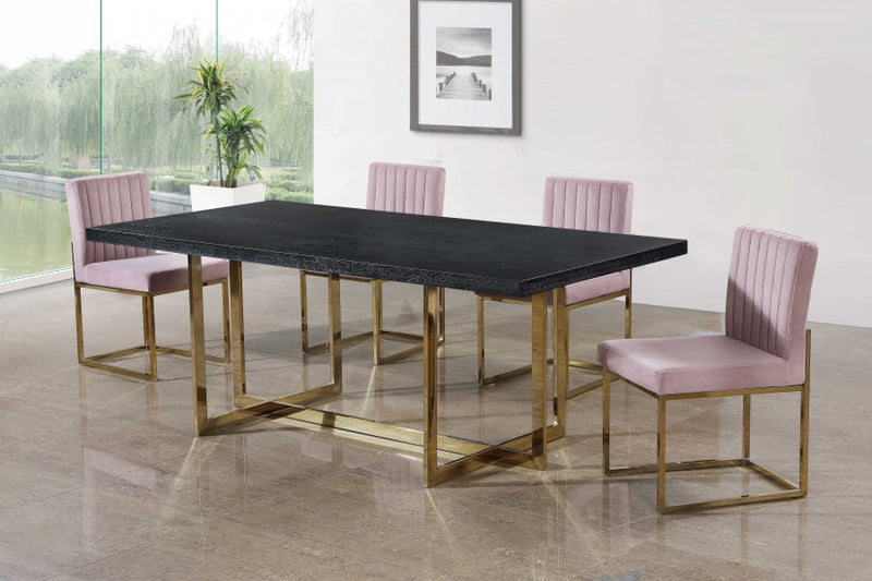 Giselle Velvet Upholstered Dining Chair in Pink, Set of 2 - 778Pink-C