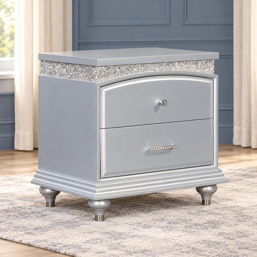 Glamis - 2 Drawers Silver Nightstand - B268-N
