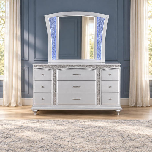 Glamis - 9 Drawers Silver Dresser - B268-D