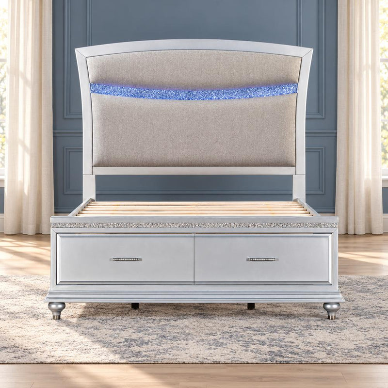 Glamis - Sillver Stoarge Queen Bed with Upholstered Headboard - B268-Q-Bed