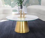Glassimo Glass Top And Iron Base Coffee Table in Gold - 298-CT
