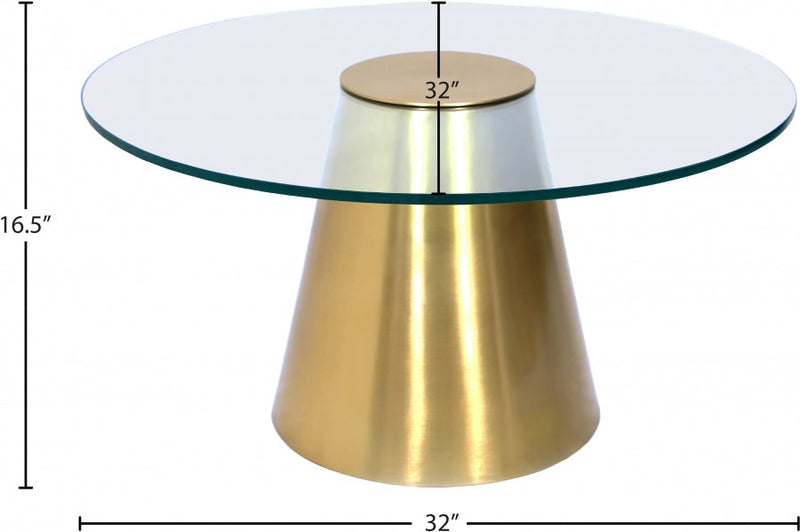 Glassimo Glass Top And Iron Base Coffee Table in Gold - 298-CT