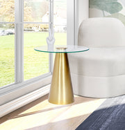 Glassimo Glass Top And Iron Base End Table in Gold - 298-ET