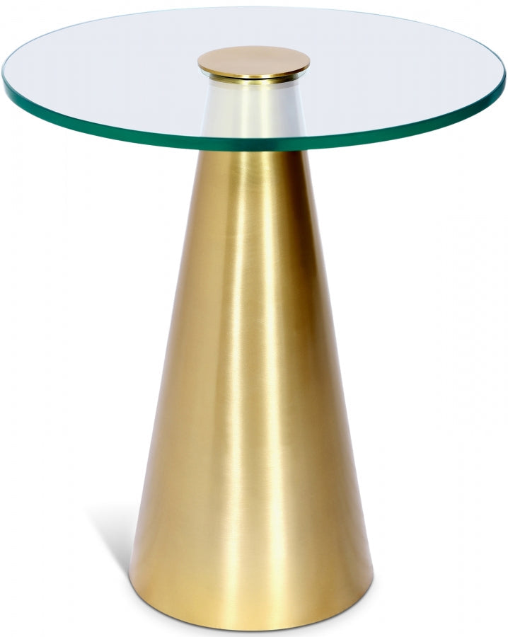 Glassimo Glass Top And Iron Base End Table in Gold - 298-ET