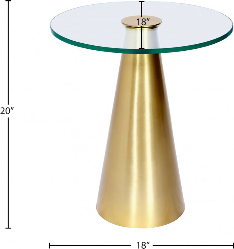 Glassimo Glass Top And Iron Base End Table in Gold - 298-ET