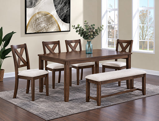 Glenn 6Pk Dining Set W/Bench Brown - 2322BR-SET