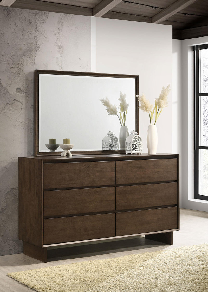 Glenwood 6-drawer Dresser and Mirror Warm Brown - 225013M