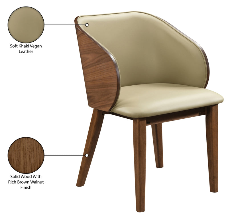 Glenwood Vegan Leather Upholstered Dining Chair in Khaki, Set of 2 - 88035Khaki-C