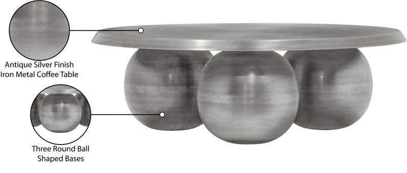 Globus Iron Coffee Table in Silver - 225Silver-CT