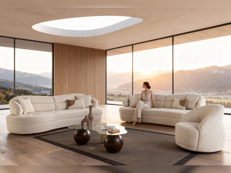 Gloria 4-pieces (2 Sofa & 2 Swivel Chair) Livingroom in Cream - 200-ZEN-GLO-CRE-3311