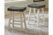 Glosco Brown Gray/Antique White Counter Height Bar Stool (Set of 2) - Gate FurnitureBarstool