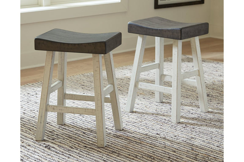 Glosco Brown Gray/Antique White Counter Height Bar Stool (Set of 2) - Gate FurnitureBarstool