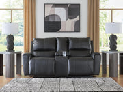 Glossmore Black Reclining Loveseat with Console - PCU1170094