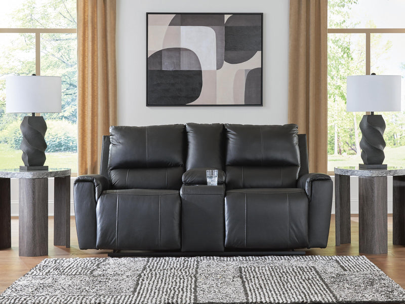 Glossmore Black Reclining Loveseat with Console - PCU1170094