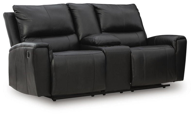 Glossmore Black Reclining Loveseat with Console - PCU1170094
