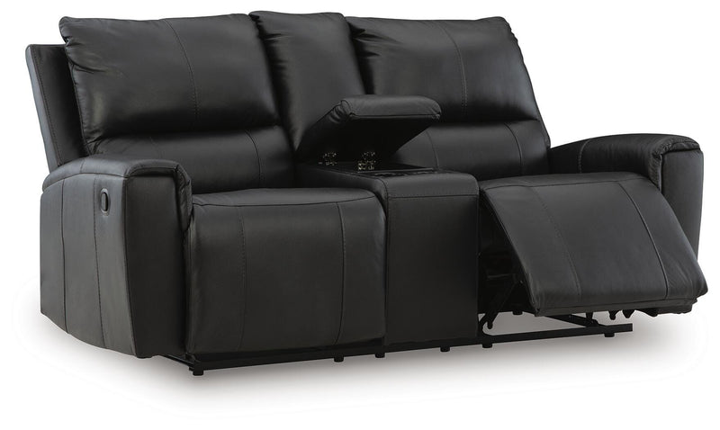 Glossmore Black Reclining Loveseat with Console - PCU1170094