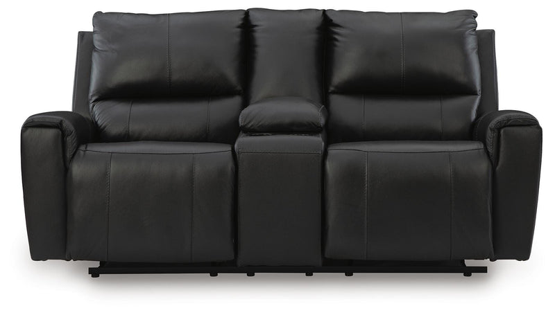 Glossmore Black Reclining Loveseat with Console - PCU1170094