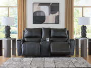 Glossmore Black Reclining Loveseat with Console - PCU1170094