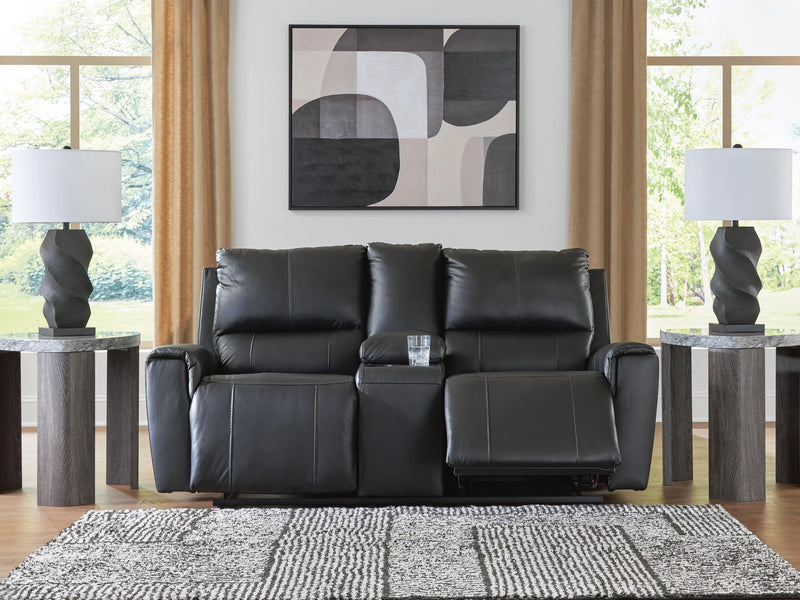 Glossmore Black Reclining Loveseat with Console - PCU1170094
